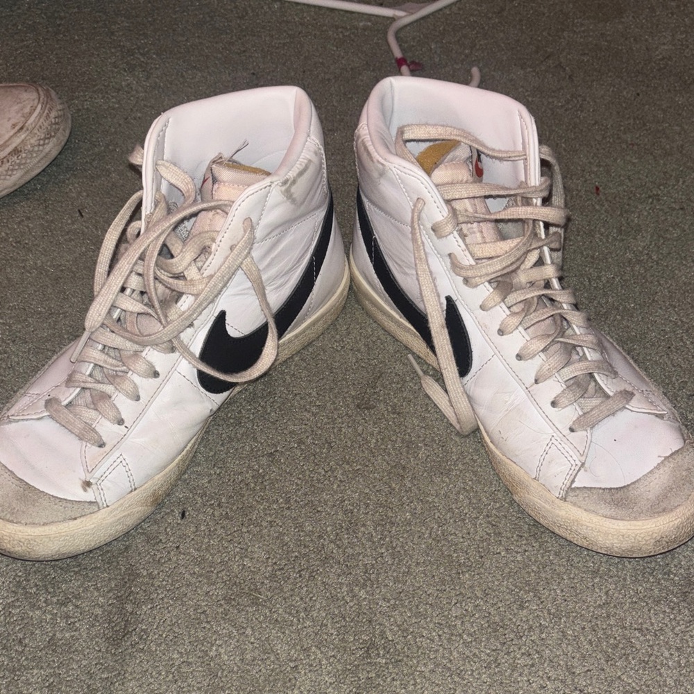 Nike White and Black High-Top Sneakers